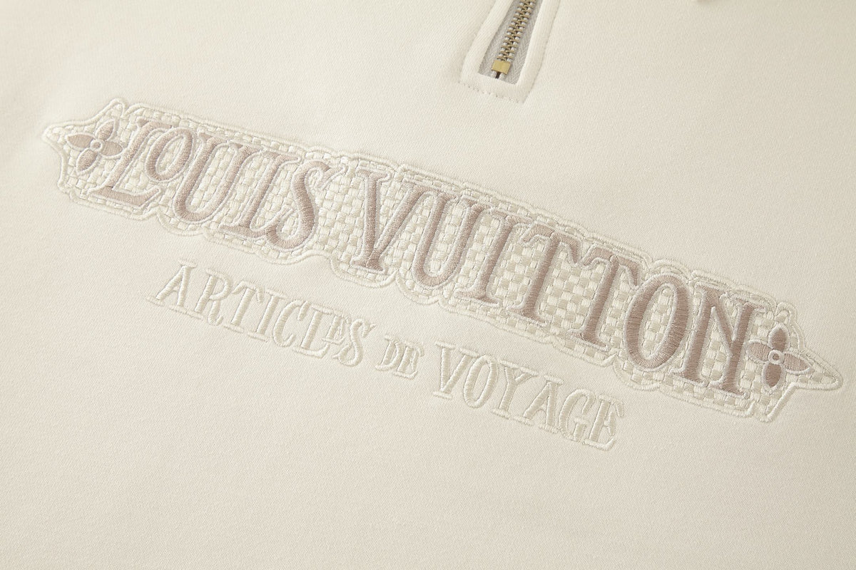 Louis Vuitton Embellished Half Zip Sweatshirt "Light Beige"