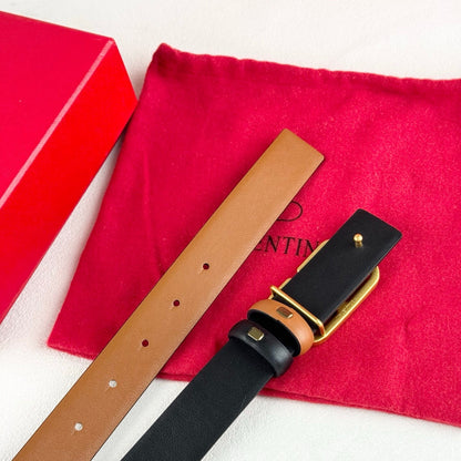 Valentino VLogo Signature Reversible 30mm Leather Belt "Camel" and "Black"
