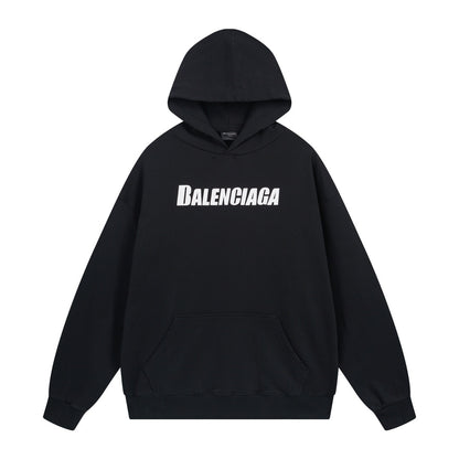 Balenciaga Distressed Caps Boxy Hoodie "Black-White"