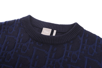 Dior Oblique Sweater "Navy Blue Cotton-Blend Jersey"