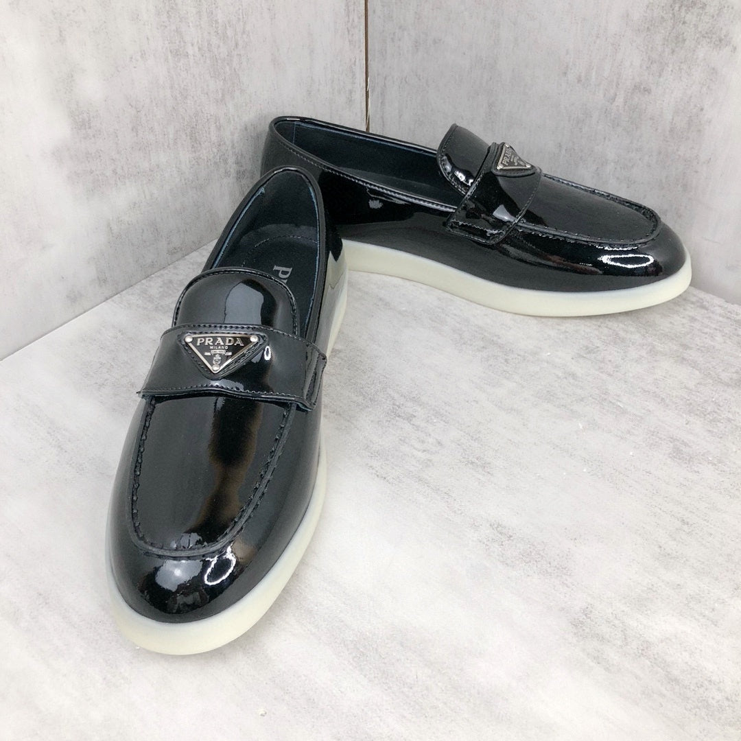 Prada Triangle-Logo Leather Loafers "Black"