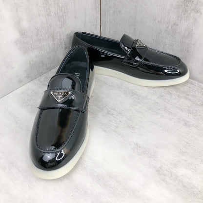 Prada Triangle-Logo Leather Loafers "Black"