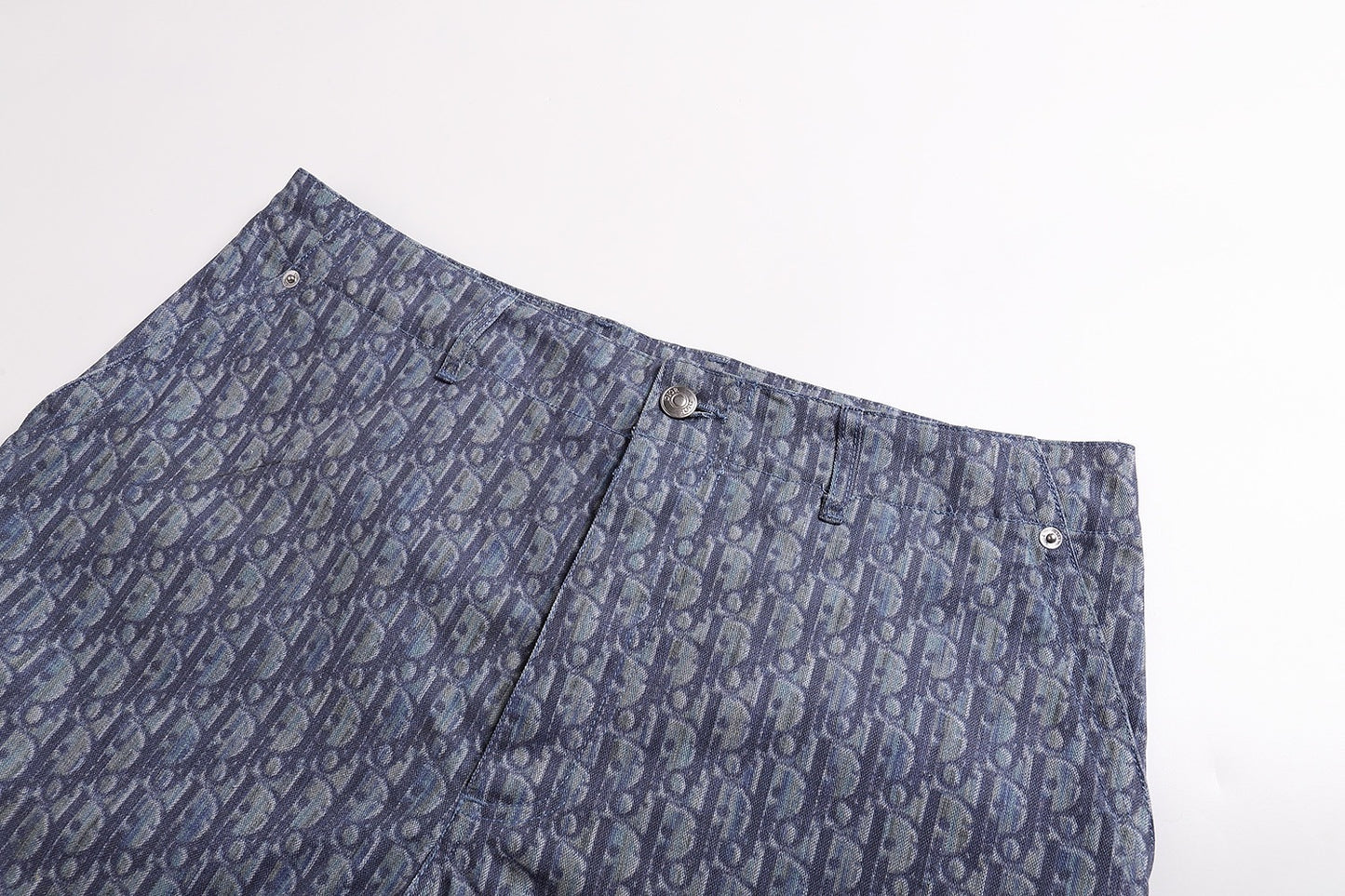 Dior Oblique Bermuda Cargo Shorts "Blue Cotton Blend Twill"
