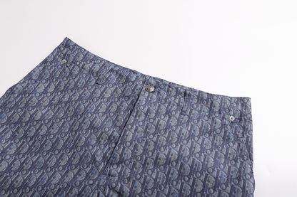Dior Oblique Bermuda Cargo Shorts "Blue Cotton Blend Twill"