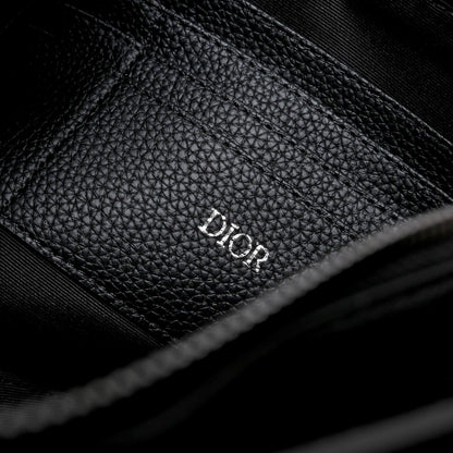 Dior CD Icon A5 Triangle Pouch "Black Matte Grained Calfskin"