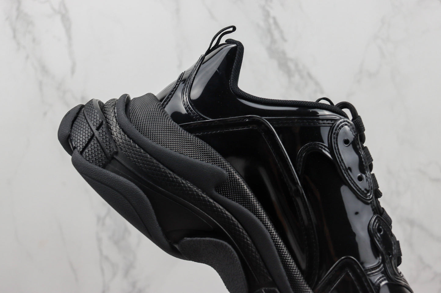 Balenciaga Triple S "Black Leather Gloss"