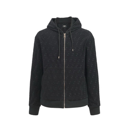 Fendi FF Terry Cotton Zip-Up Hoodie "Black"