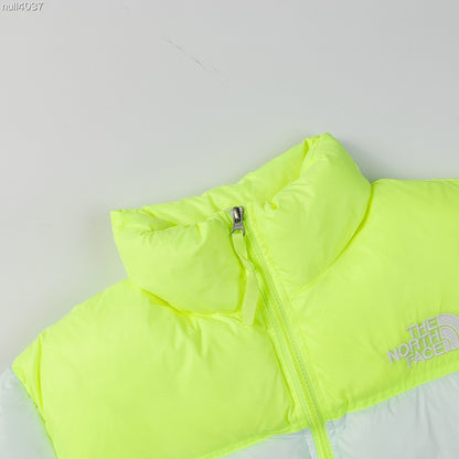 The North Face Nuptse Short Down Jacket "White-Neon Yellow"