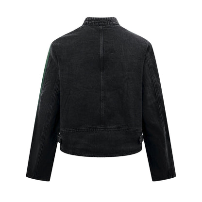 Gucci Denim Biker Jacket with Web Detail