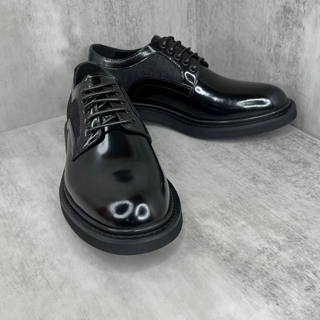Dior Leather Derby Shoes "Black Motif"