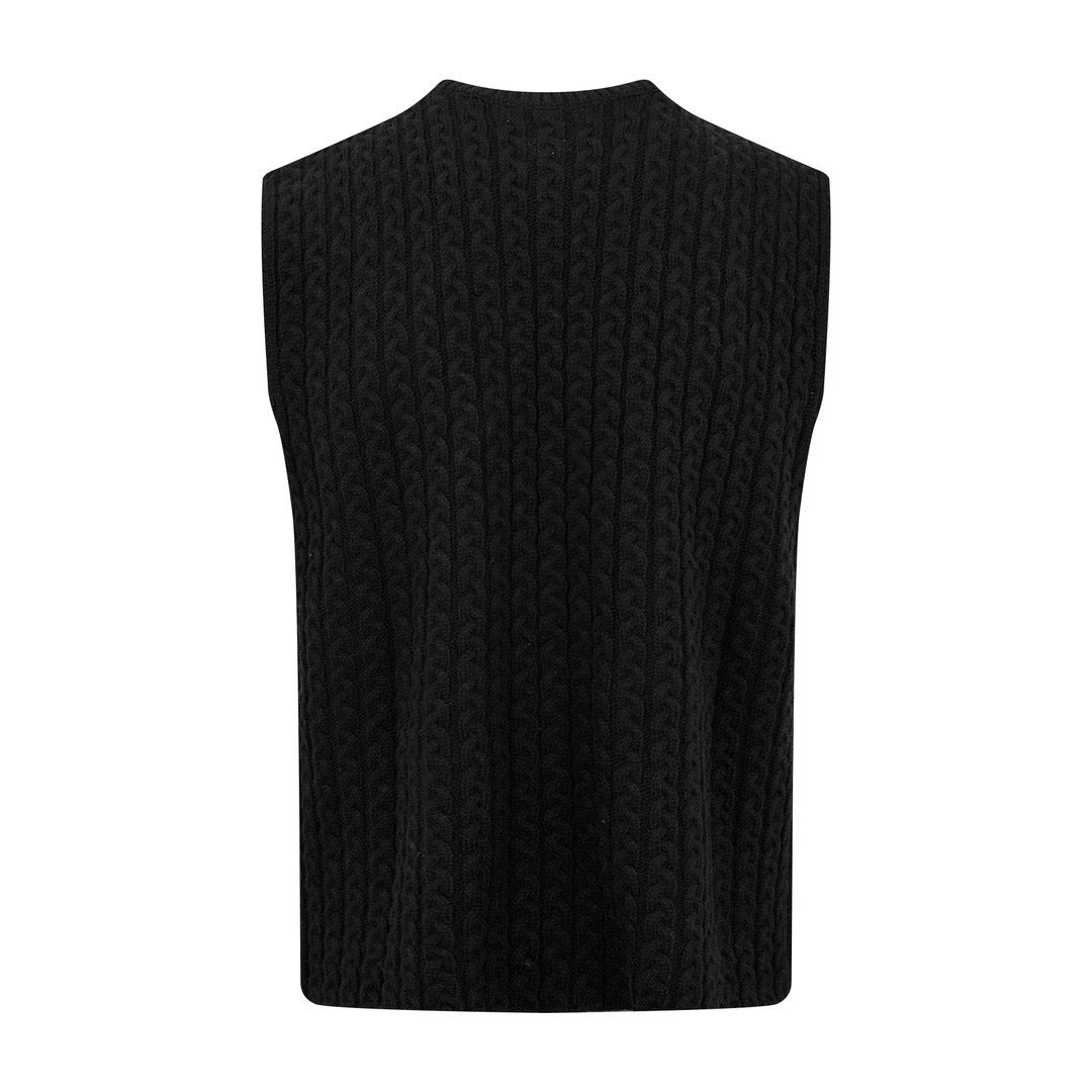 Loewe Anagram Cable-Knit Wool Vest "Black"