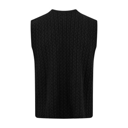 Loewe Anagram Cable-Knit Wool Vest "Black"