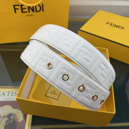 Fendi FF Embossed 38mm Leather Belt "White"