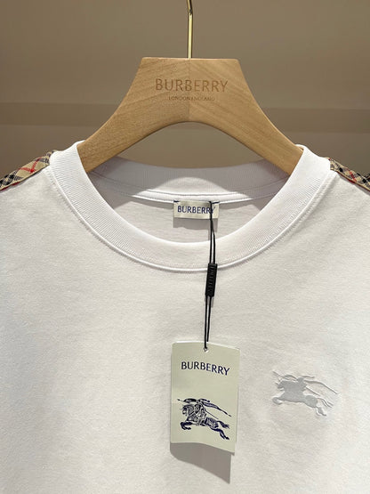 Burberry Check Trim Cotton T-Shirt "Chalk White"