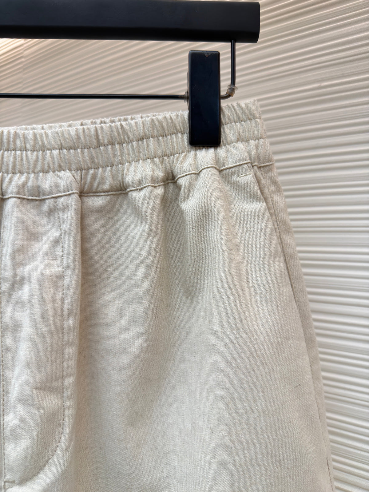 Prada Cotton-Linen Chambray Shorts "Neutral"