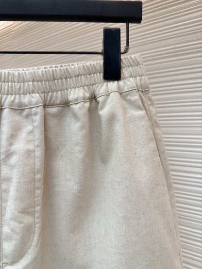 Prada Cotton-Linen Chambray Shorts "Neutral"