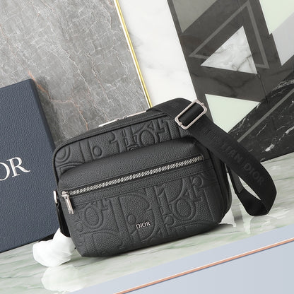 Dior Rider Zip Messenger Bag "Black Dior Gravity Grain Leather & Grained Calfskin"