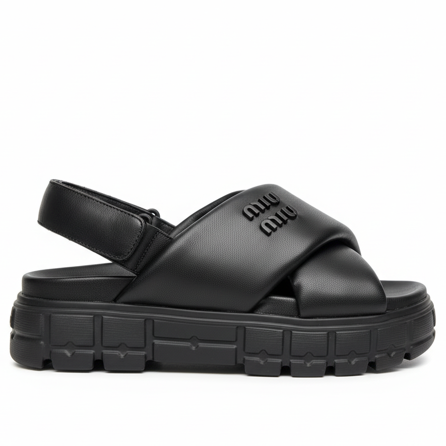 Miu Miu Leather Sandals "Black"
