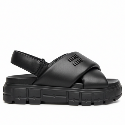 Miu Miu Leather Sandals "Black"