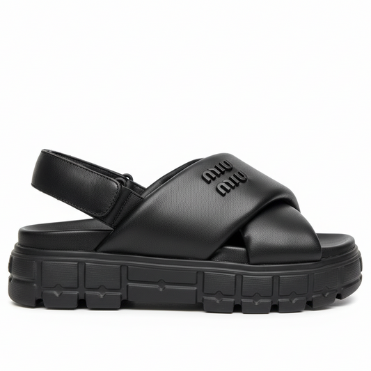 Miu Miu Leather Sandals "Black"