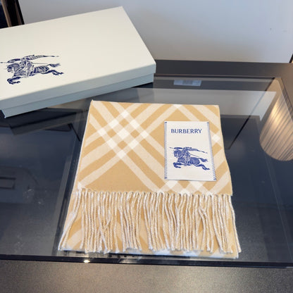 Burberry Check Cashmere Scarf "Beige-Cream"