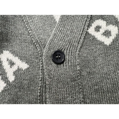 Balenciaga All-Over Logo Cardigan "Grey-White"