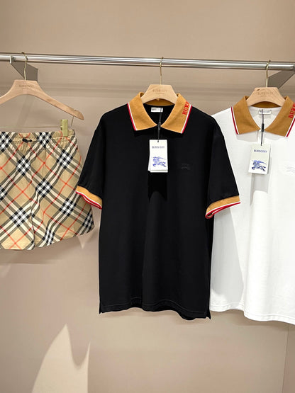 Burberry Logo Collar Cotton Polo Shirt "Black"
