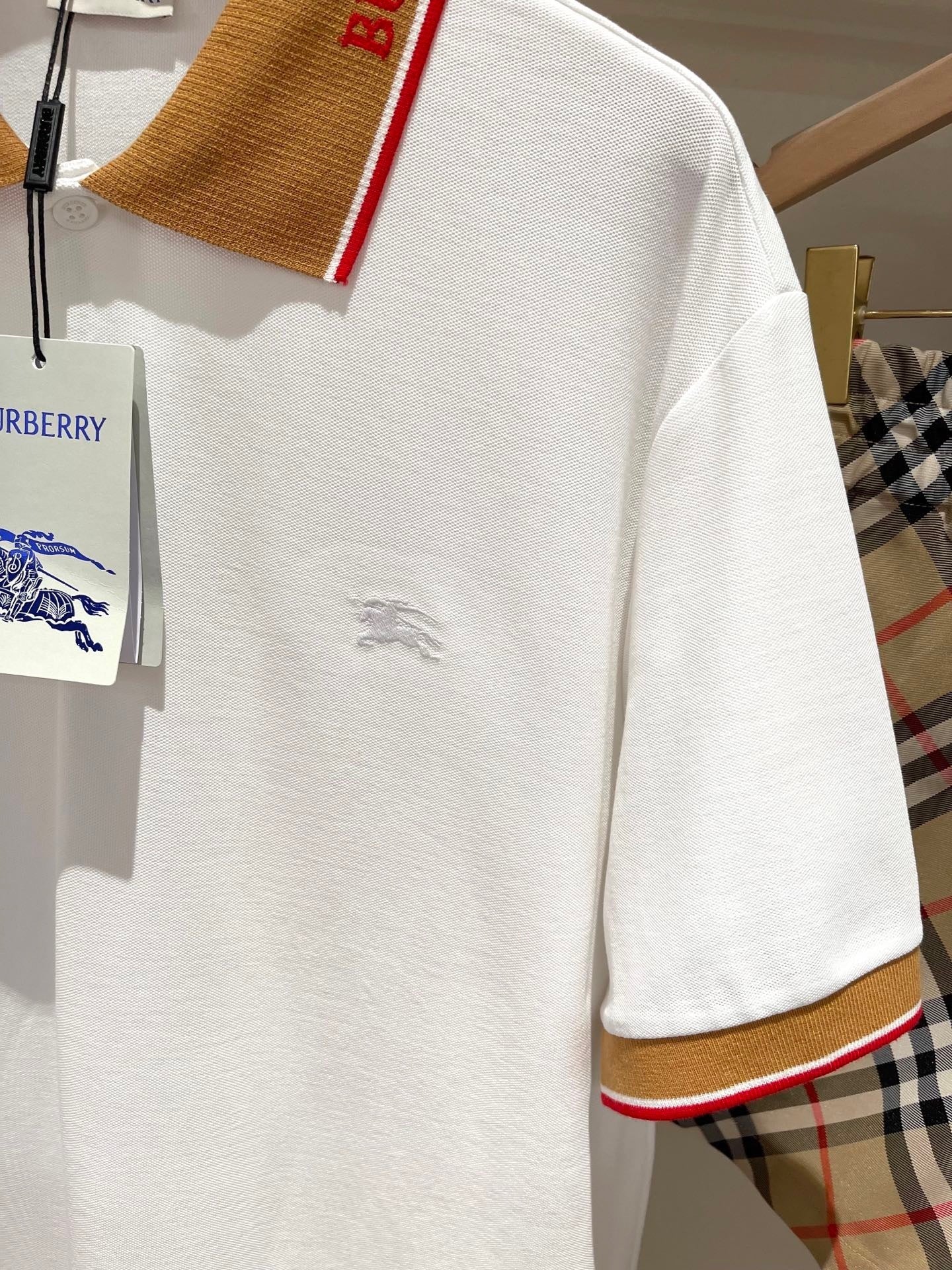 Burberry Logo Collar Cotton Polo Shirt "Chalk White"