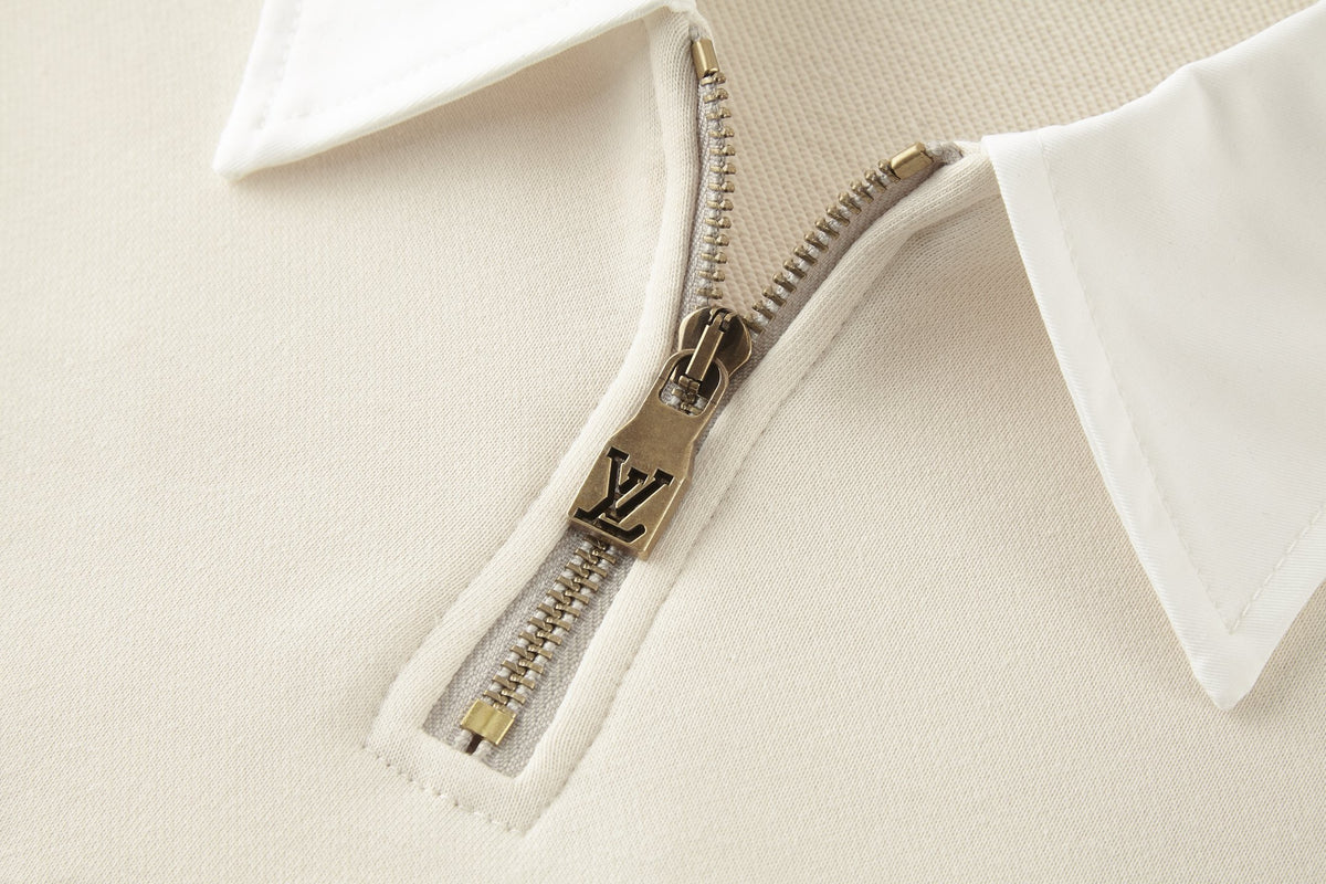 Louis Vuitton Embellished Half Zip Sweatshirt "Light Beige"