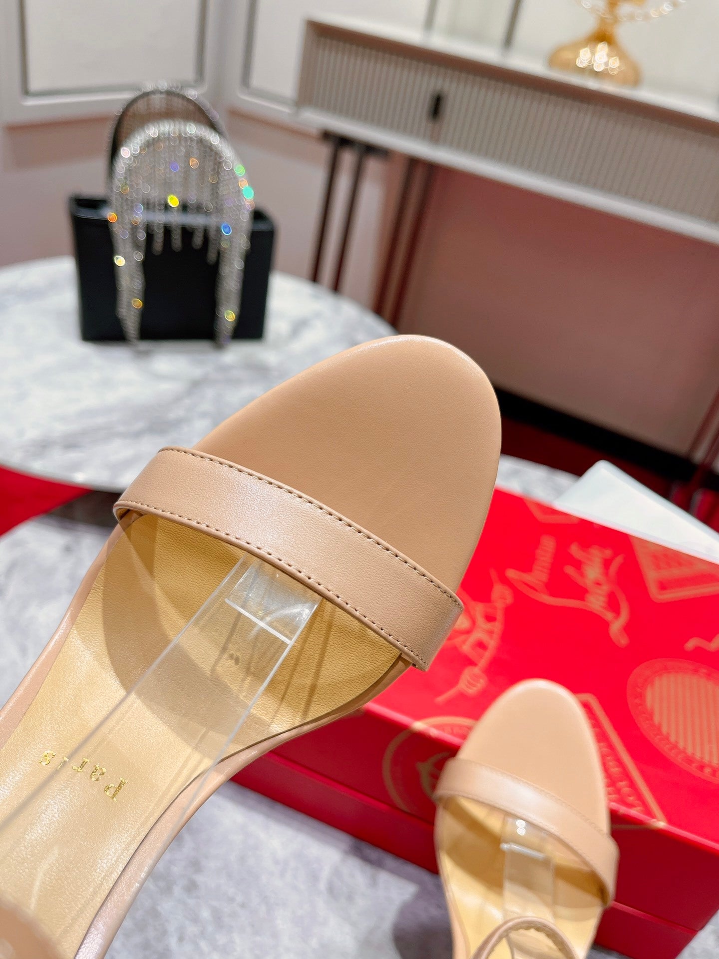 Christian Louboutin Loubigirl 100mm Platform Sandals "Beige"