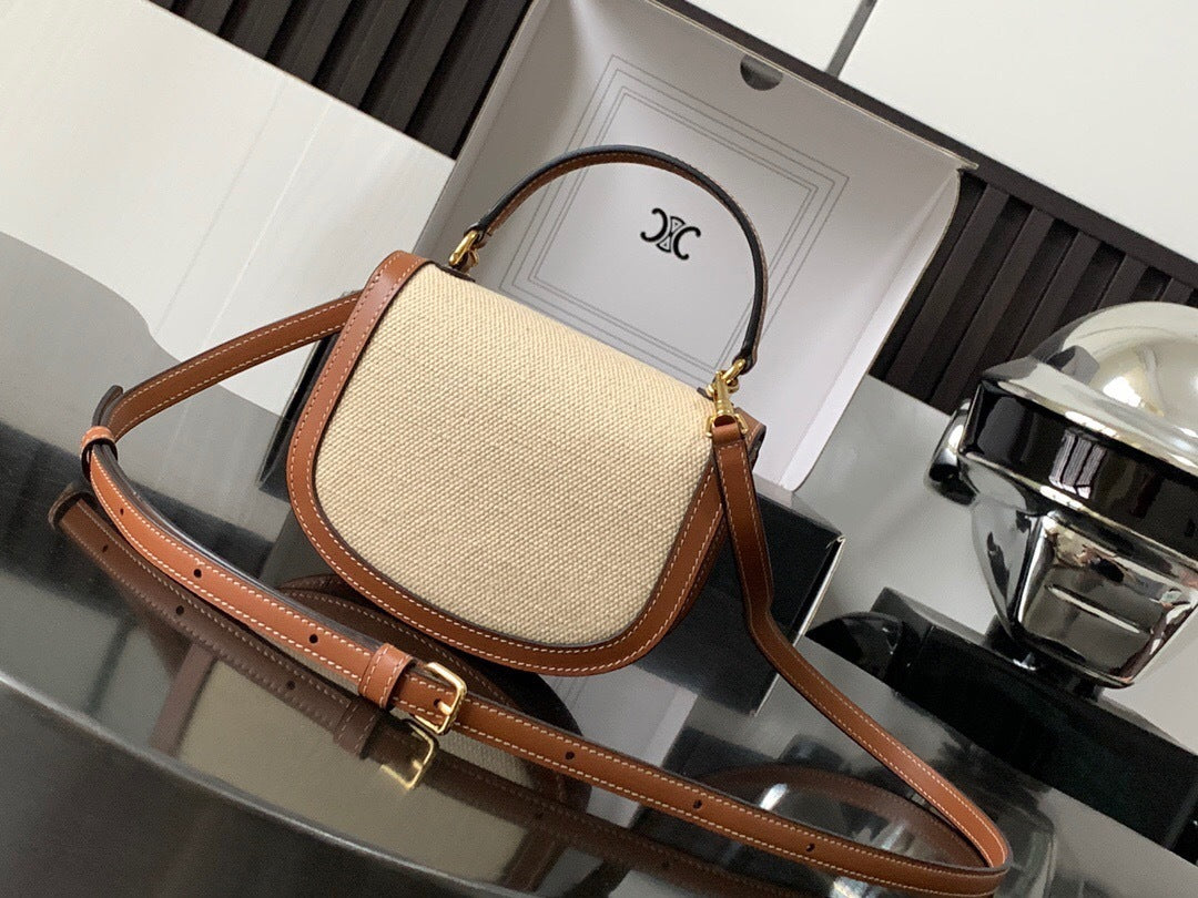 Celine Mini Besace Clea in Canvas and Calfskin