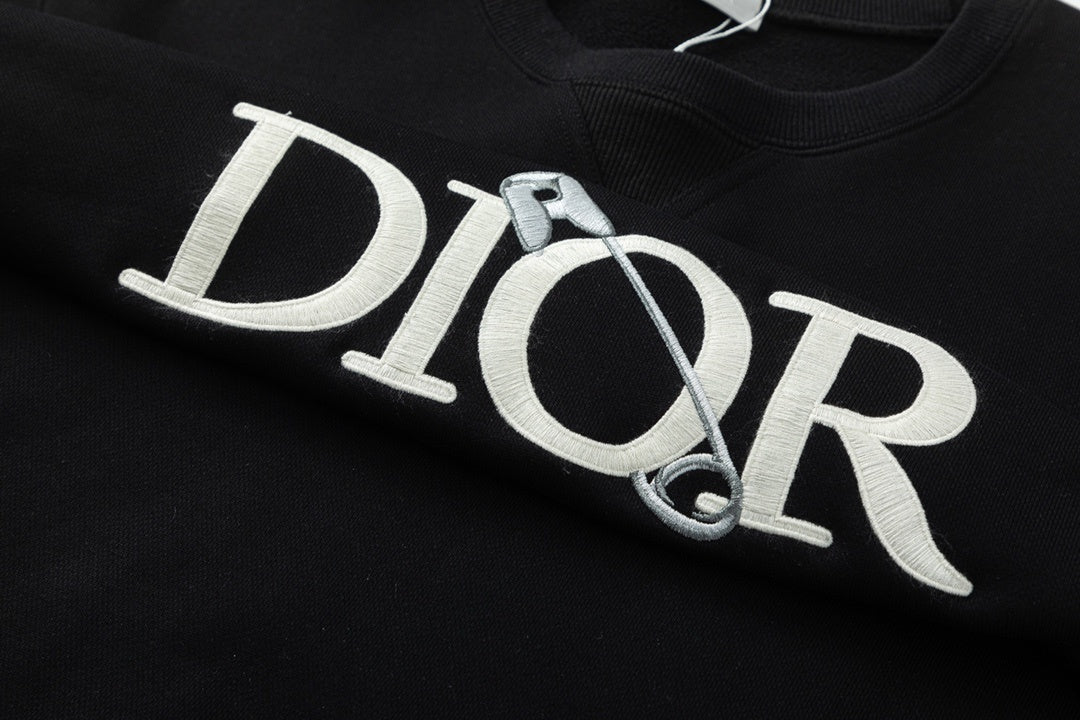 Dior x Judy Blame Safety Pin Logo Embroidered Sweatshirt "Black"