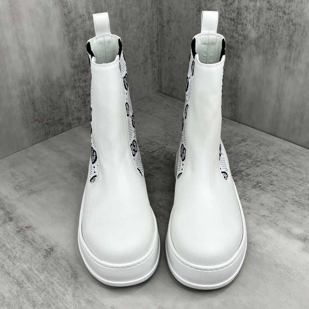 Gucci Leather Chelsea Boots "White"