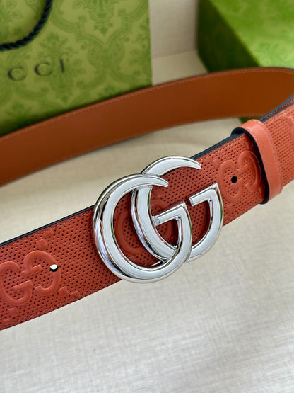 Gucci GG Marmont Leather Belt "Red"