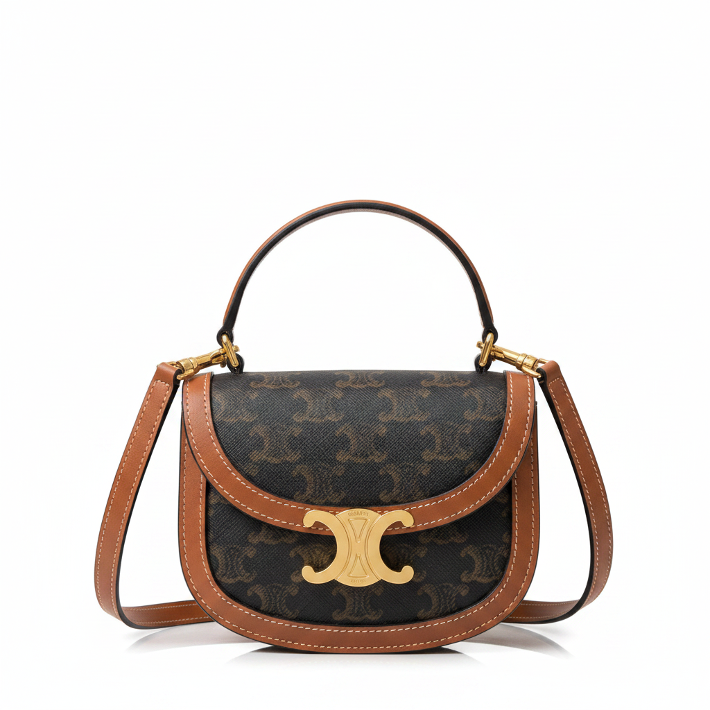 Celine Mini Besace Clea in Triomphe Canvas and Calfskin