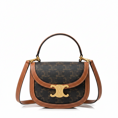 Celine Mini Besace Clea in Triomphe Canvas and Calfskin