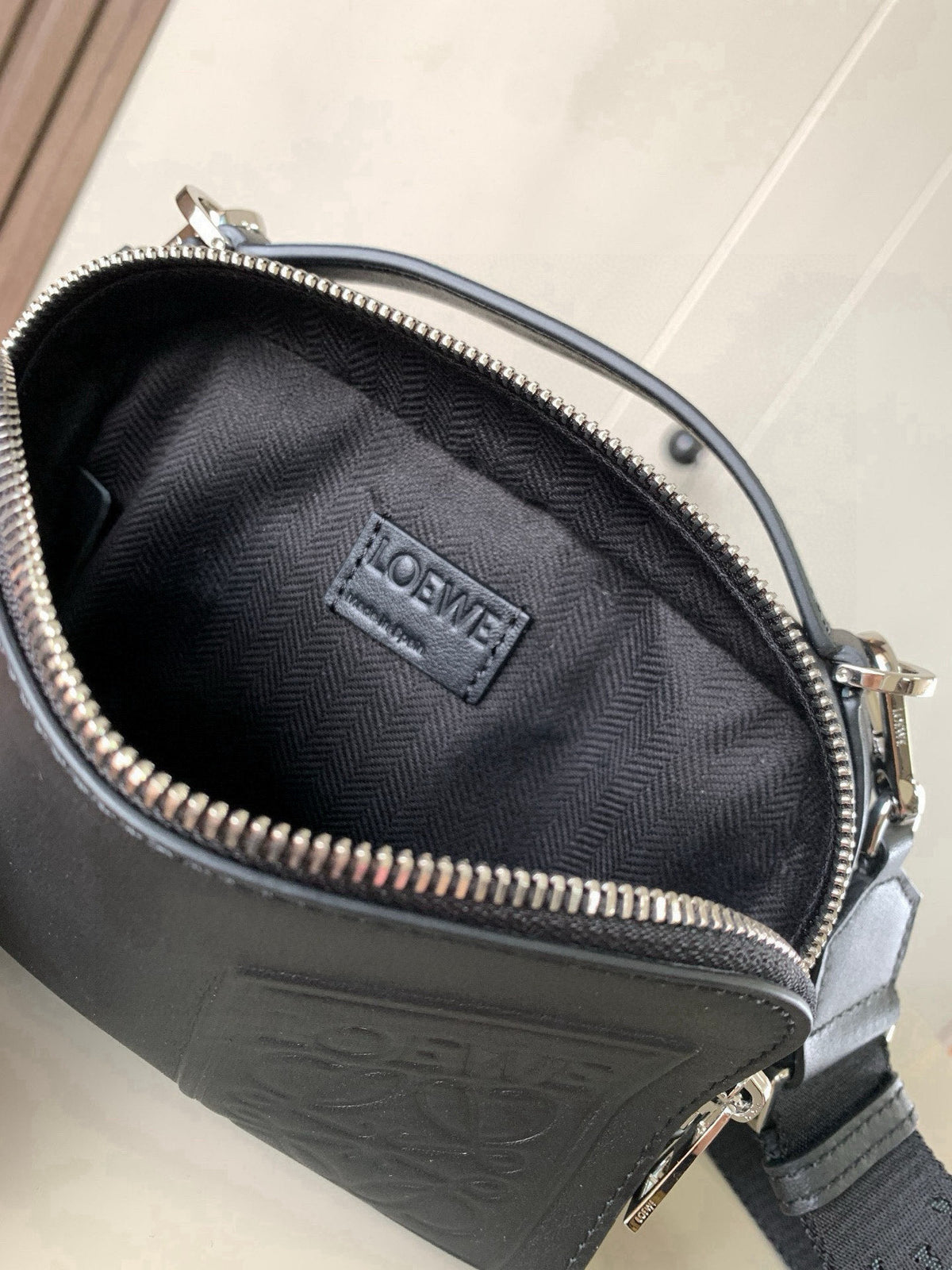 Loewe Mini Crossbody Camera Bag in Satin Calfskin "Black"