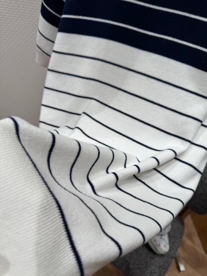Gucci Logo Striped Cotton Polo T-Shirt "Navy Blue-White"