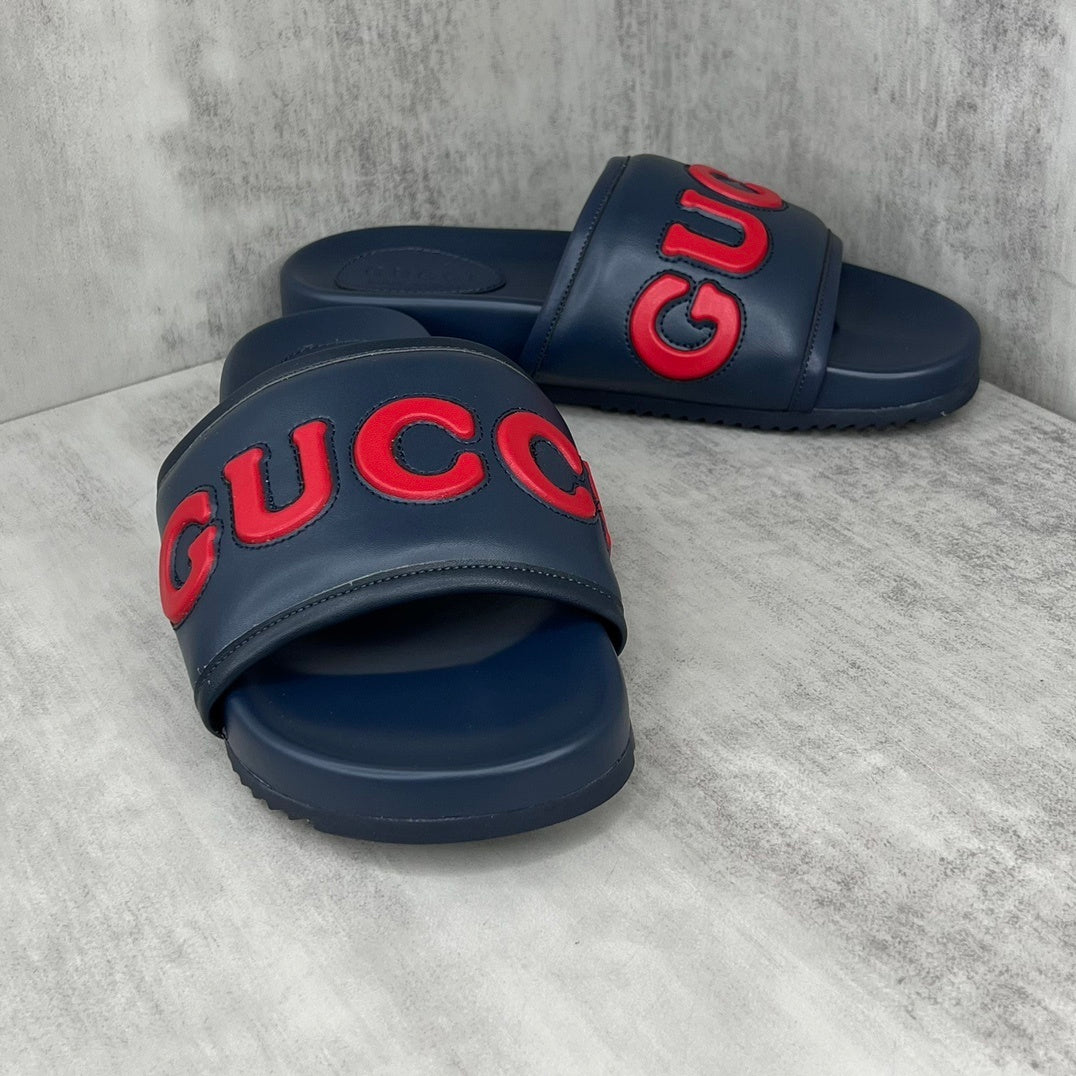 Gucci Slides "Navy Blue-Red"