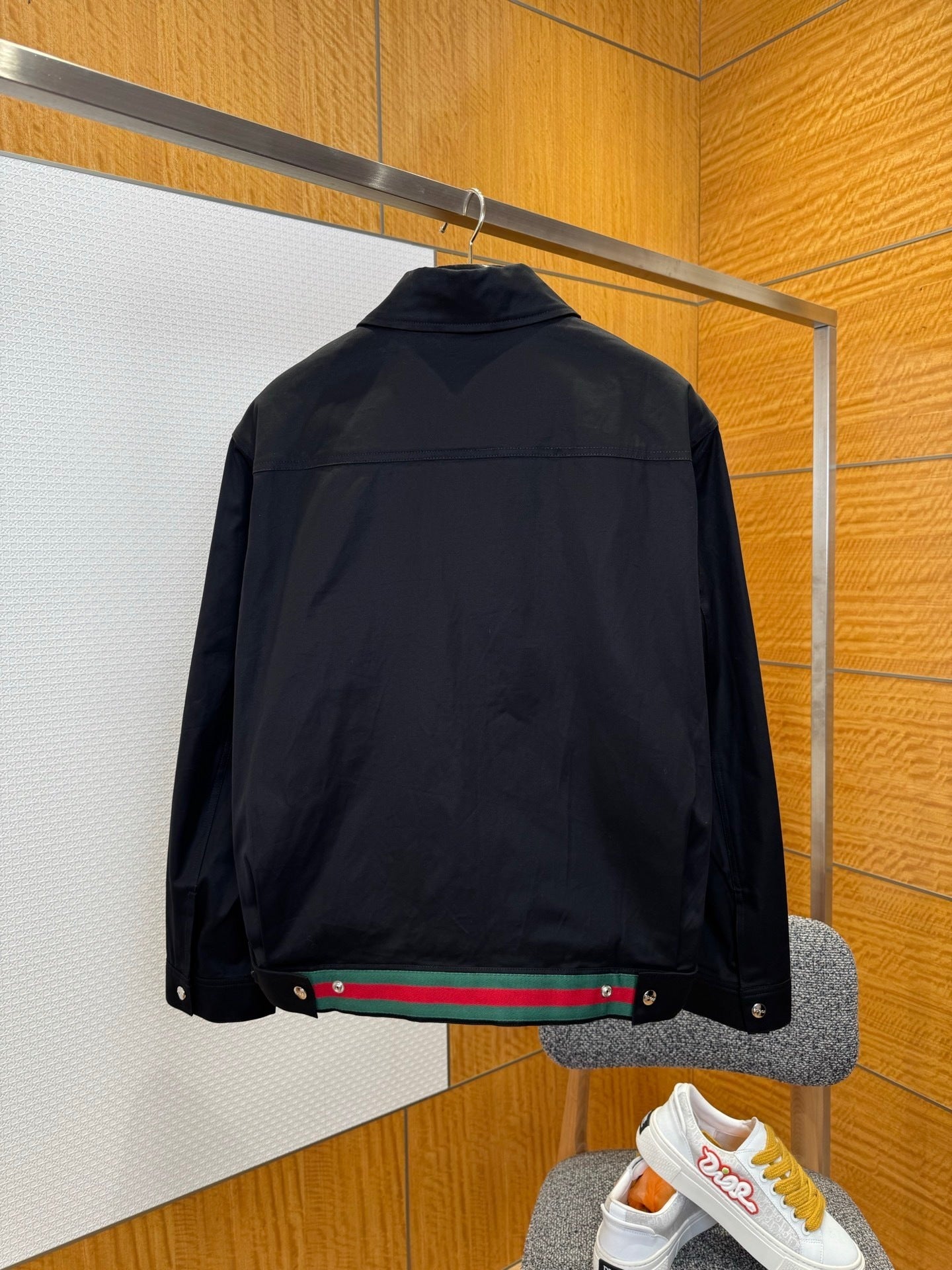 Gucci Cotton Twill Jacket with Web Detail "Black"