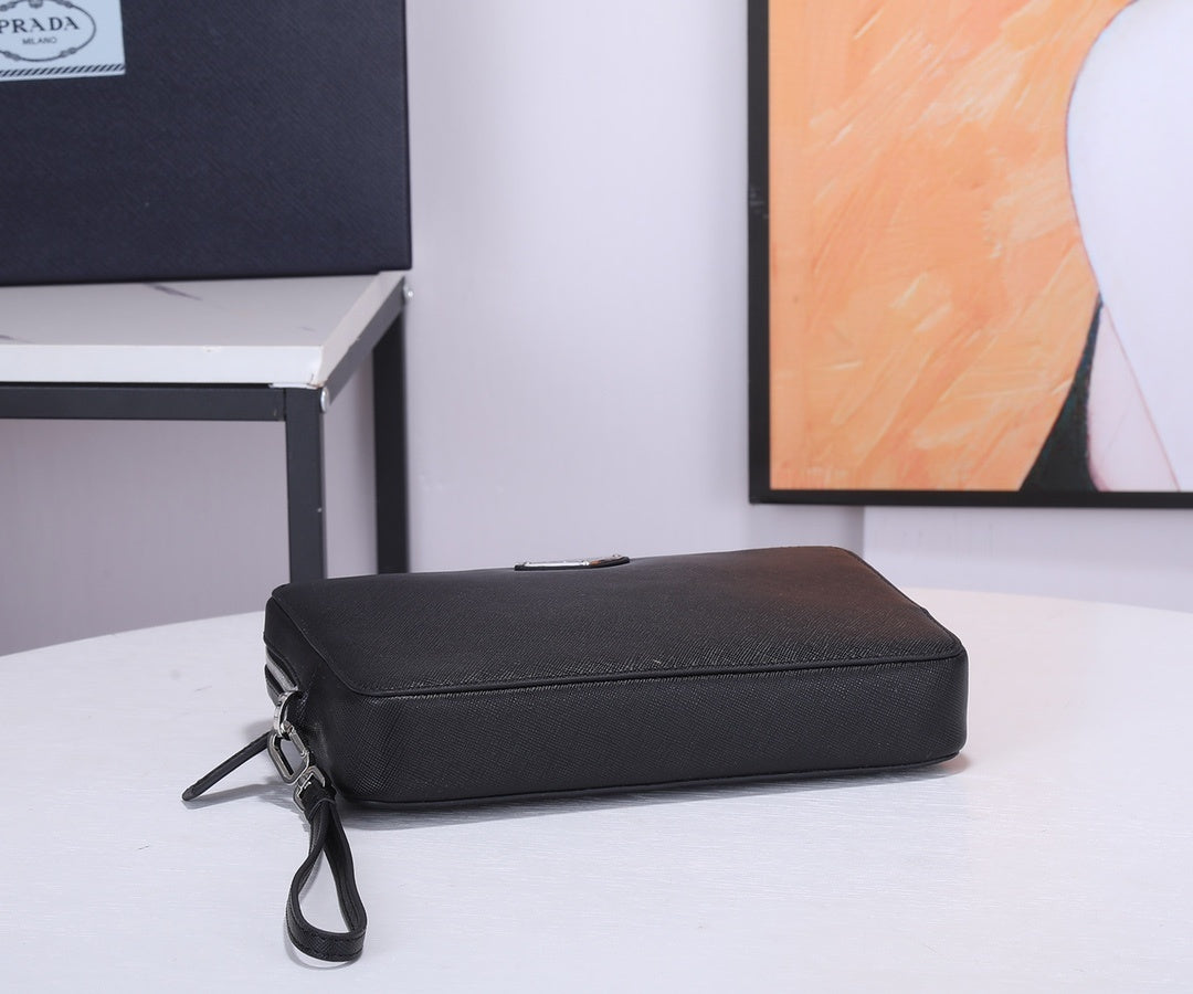 Prada Saffiano Leather Clutch "Black"