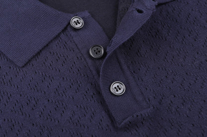 Fendi Cotton and Viscose Tricot Polo Shirt "Dark Blue"