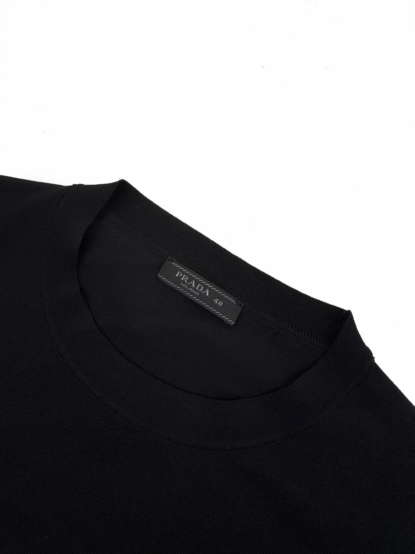 Prada Embroidered Logo Wool T-Shirt "Black"