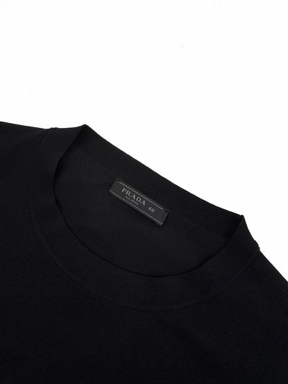 Prada Embroidered Logo Wool T-Shirt "Black"