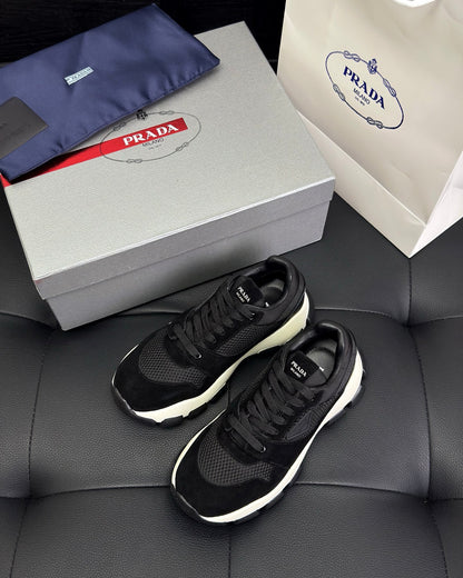 Prada Mesh Fabric and Suede Sneakers "Black"