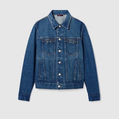 Gucci Cotton Denim Jacket with Horsebit