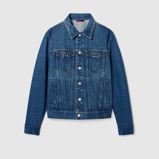 Gucci Cotton Denim Jacket with Horsebit