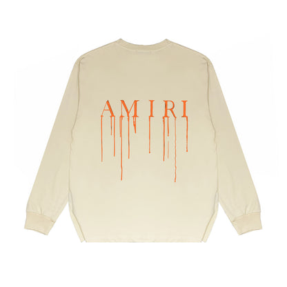 Amiri Paint Drip AM Logo Sweatshirt "Beige-Orange"