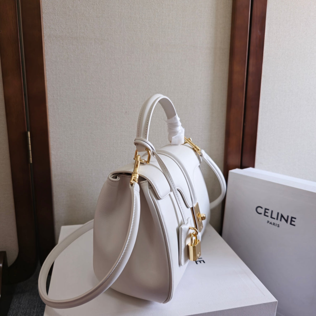 Celine Small 16 Bag in Natural Calfskin "White"