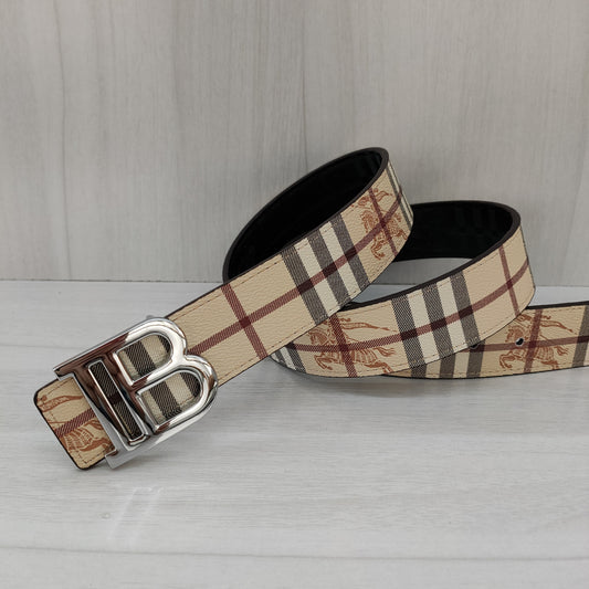 Burberry Leather Belt "Beige-Silver"
